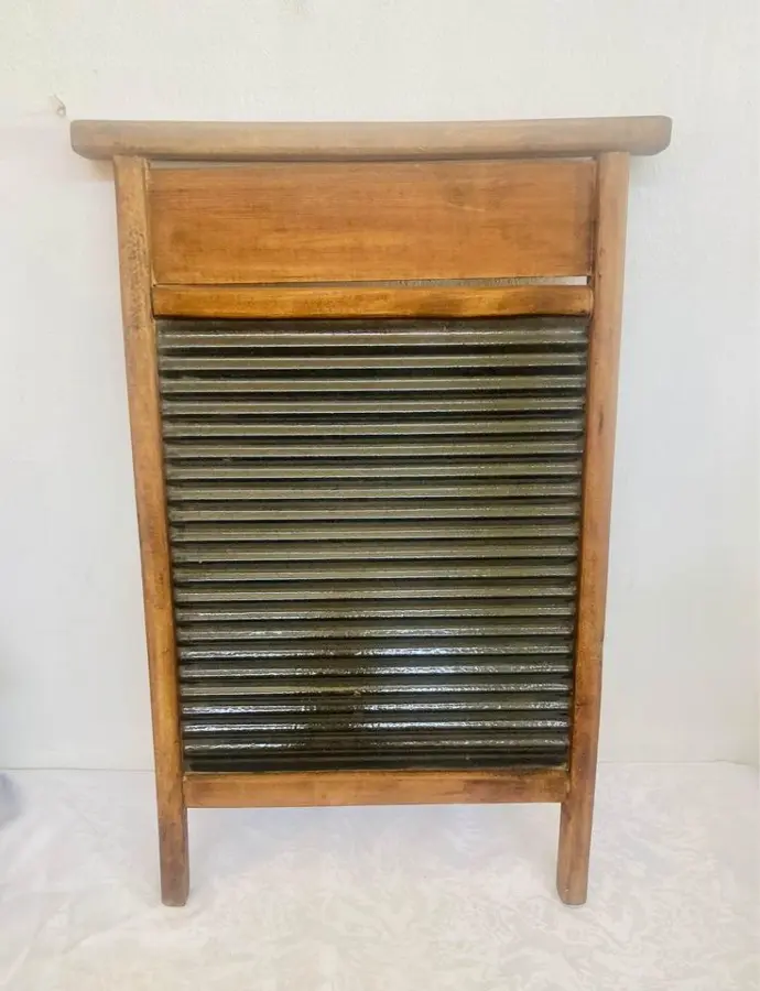 Antique wooden metal washing board! 60x40x30cm