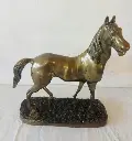 Large antique heavy brass horse. (Cleaned) 40x36x15cm