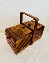 Antique rare design beautiful folding wooden sewing box. 41x30x20cm open 95cm