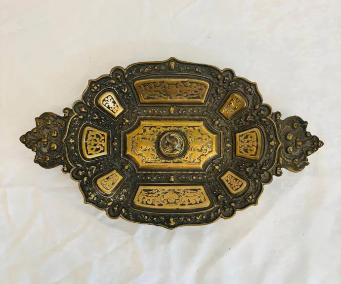 Antique Original 1880’s Rare very heavy bronze plate.
