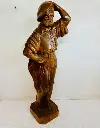 Antique Large Heavy Solid Wooden Hand Carved Figurine. 64x25x16cm