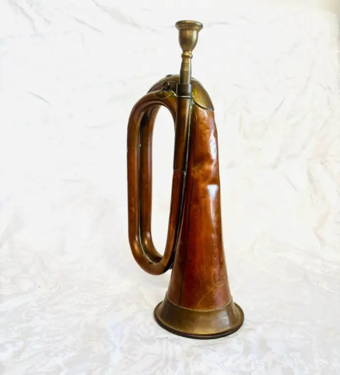 Antique original 1800’s English copper & brass signal horn. working. 32x17x10cm