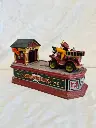Vintage large collectible heavy cast iron piggy bank fire station. 26x11cm