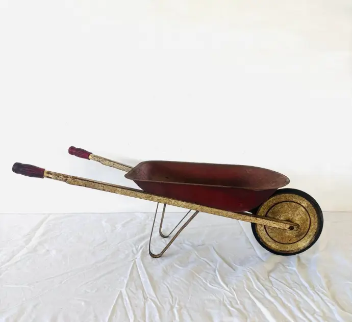Antique rare 1940’s large metal Toy Wheelbarrow Hy-Speed/Flex-grip Made in USA. 78x32x21cm