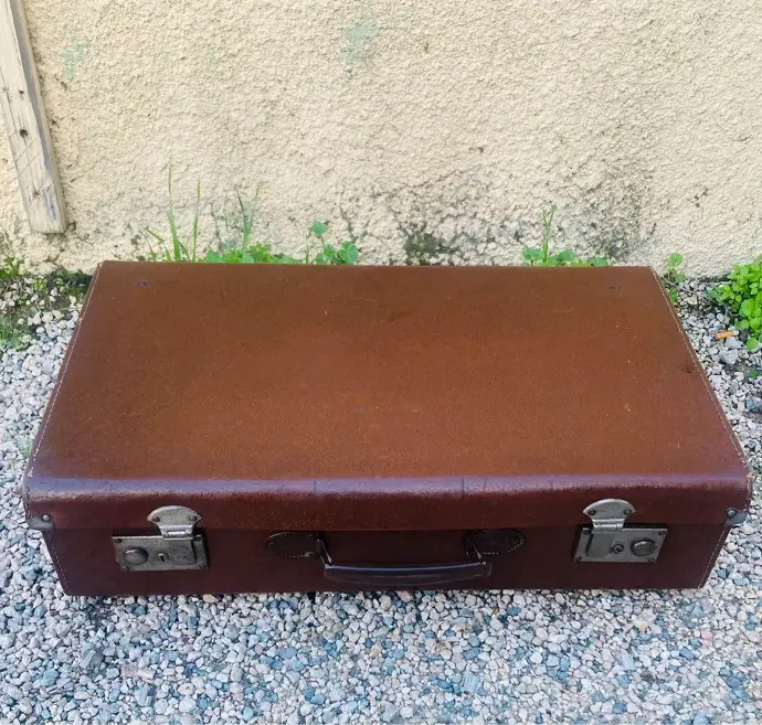 Antique 1920-40’s real leather travel suitcase bag ! Good condition! 60x35x15cm