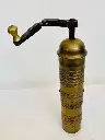 Antique brass cylinder coffee grinder! Working! 25x5cm handle 17cm