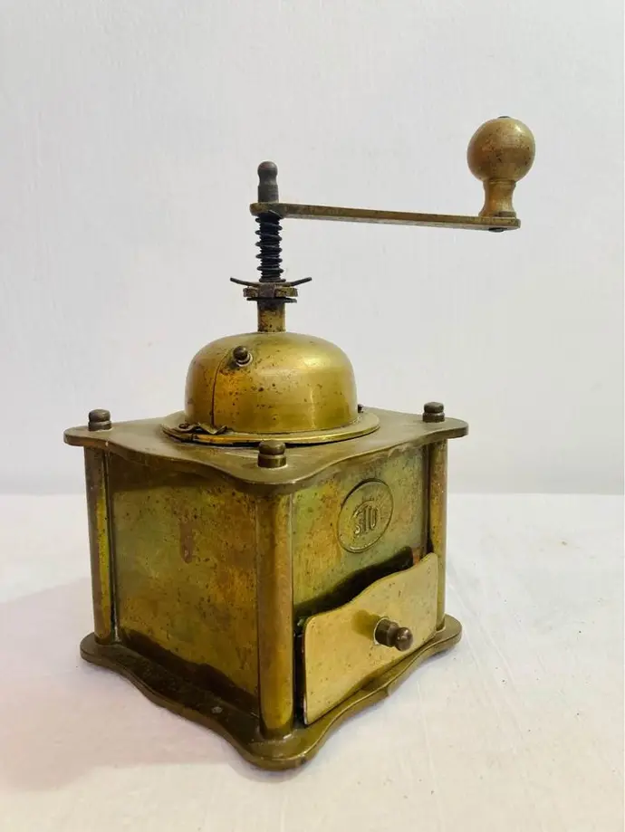 Antique Rare SIU German Brass Coffee/Pepper Grinder 21x15x11cm