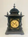 Antique 1800’s German wooden & brass table clock ! Fully working 45x26x18cm