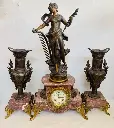 Antique Original Signed 1880’s Large French Mantle Clock Set! Fully Working! 60cm