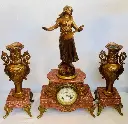 Antiques original 1880’s French Mantle clock set! Signed!(serviced) working! 53cm