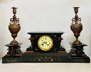 Antique original 1880’s French mantle clock set! Working (serviced) 42cm