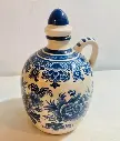 Antique ceramic German blue onion bottle / jug with lid ! 21x12cm