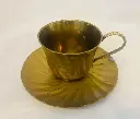 Antique Brass Coffee Cup And Plate! 12x7cm!