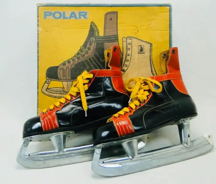 Vintage rare collectible leather polar ice skating boots in original box! 40x27cm