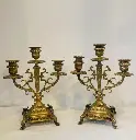 Pair Of Antique Solid Bronze Heavy 1800’s Candelabra (cleaned ) 28x23x15cm