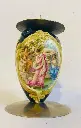 Antique showpiece porcelain & metal candle holder! Hand painted! 16x8cm