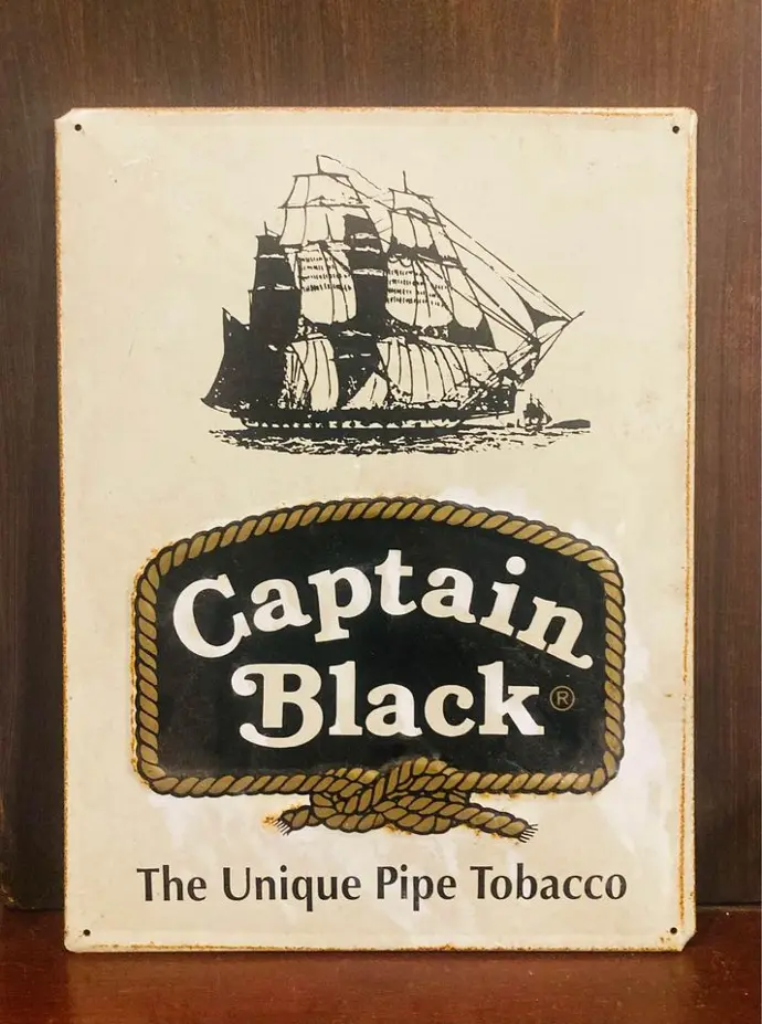 Antique Rare Original 1940-50’s Captain Black Tin Sign ! 40x30cm