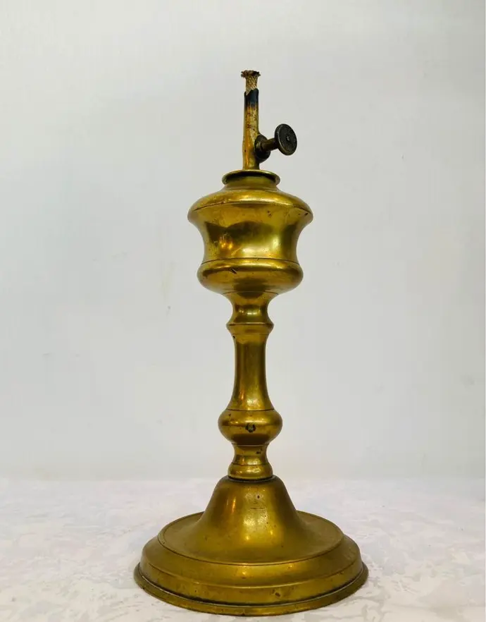 Antique original 1800’s German solid bronze oil lamp (cleaned) working! 26x10cm