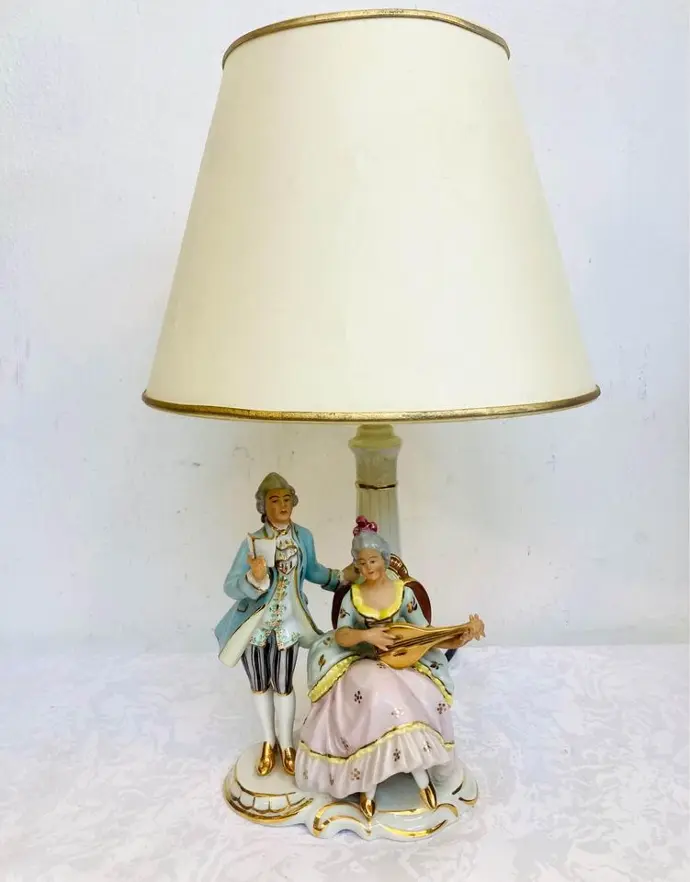 Antique 1920-40’s rare German porcelain figurine lamp 40cm