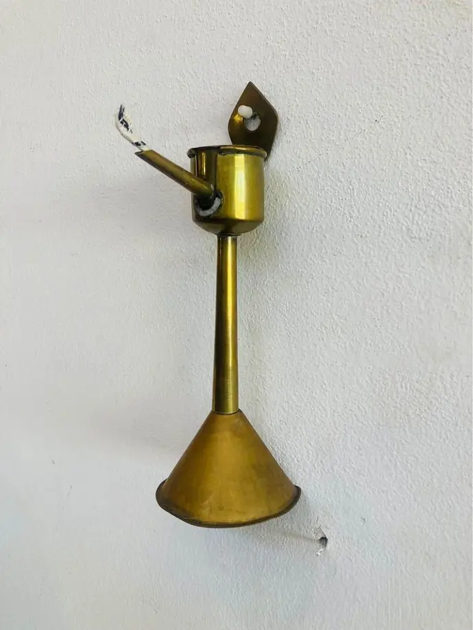 Antique 1800’s rare brass oil lamp ! 27x12cm