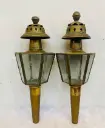 Pair of Antique brass coach lanterns/Horse cart carriage lamps! 37x15cm