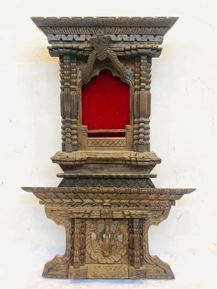 Antique original early 1900’s handmade small ornamented picture frame & console! 25x20cm&25x15cm!