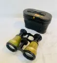 Antique Rare Original Brass Binoculars With Leather Case ! Working! 10x10x4cm