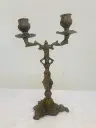 Antique 1800’s Brass Candelabra/candle Holder ! Have Some Bends! 23x15cm
