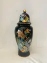 Antique French large hand painted porcelain vase with lid ! 43x18cm
