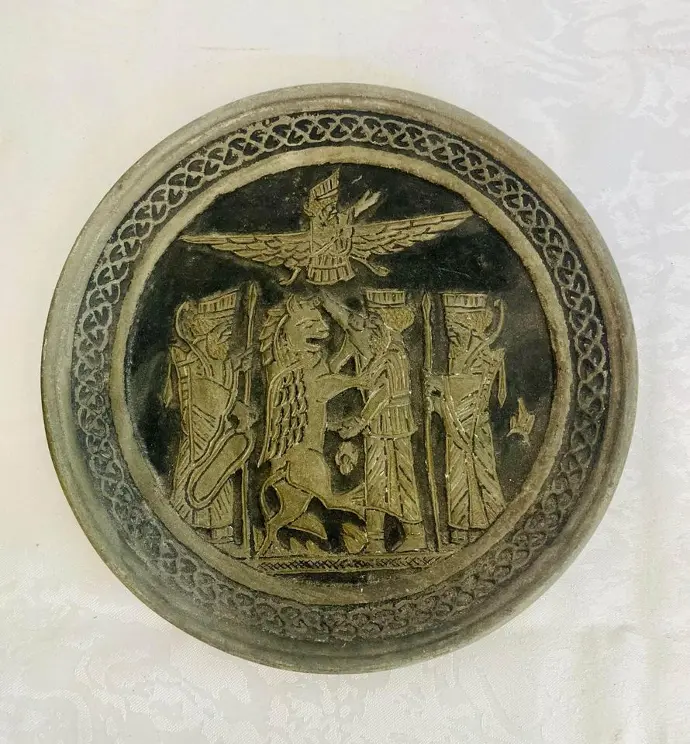 Antique original 1800’s Persian Isfahan handmade copper tinned plate!