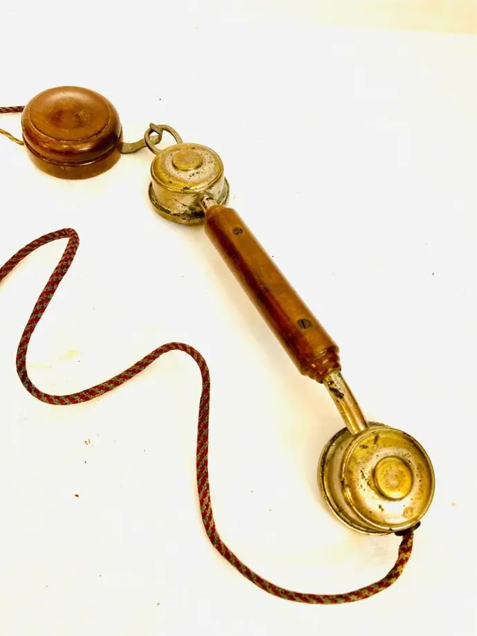Antique original rare 1920’s Wood & Metal wall-mounted telephone!