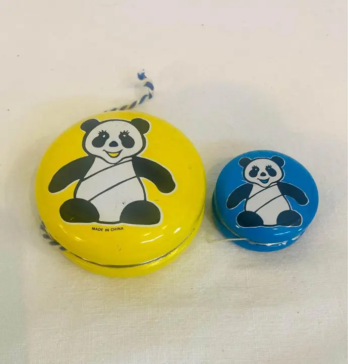 Pair Of Antique Style Collectible Handmade Metal Yoyo Panda Toys! 6x3cm