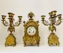 Antique 1800’s French cast iron clock group (set) fully working 38cm