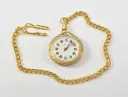 Antique Swiss gold plated Lucerne Manuel winding pocket watch with chain! Working