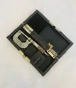 Antique metal micrometer measuring tool in wooden box! 17x7cm