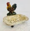 Antique rare original cast iron rooster soap holder! 15x12x12cm