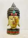 Original antique very old handmade wooden Buddha bust ! 38x17x8cm