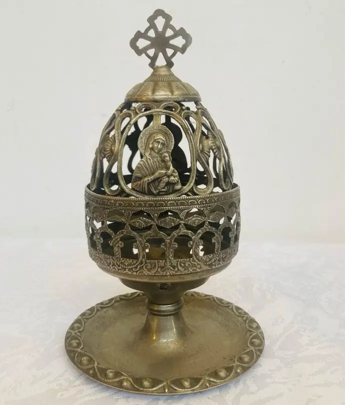 Antique original orthodox brass silver plated smoker! 20x11cm
