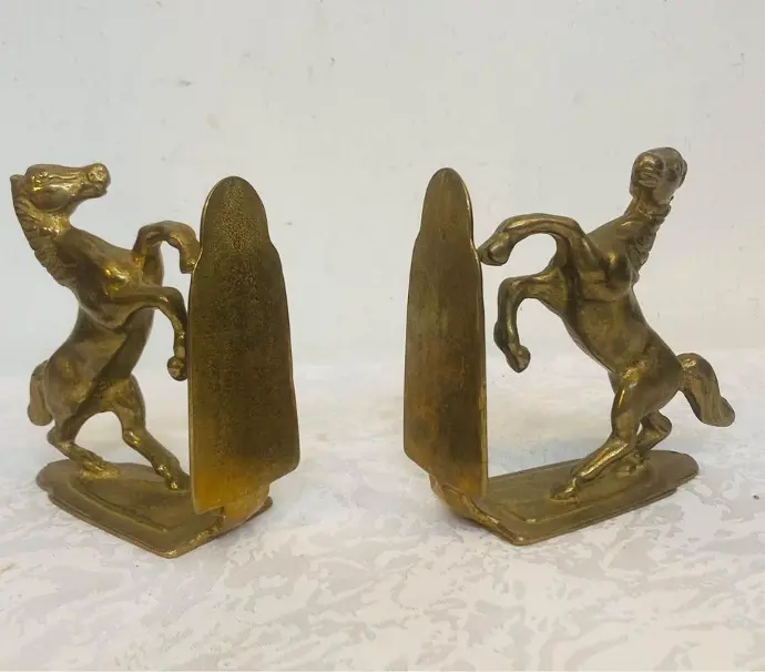 Antique original solid brass horses bookends ! Special offer for both