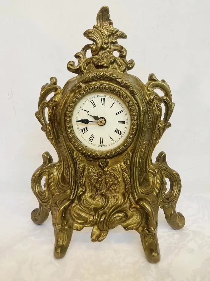 Vintage Solid Bronze Mechanical Table Clock. Working. 29x19x8cm 1.8kg
