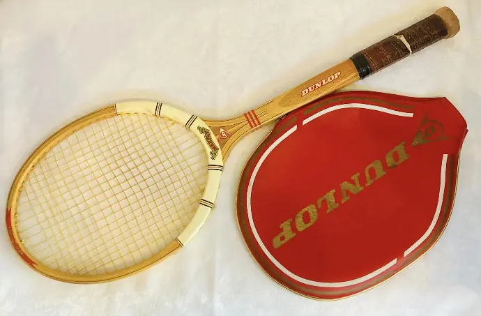 Vintage Wooden Dunlop Tennis Racket with Cover. Made in England! 70x25cm