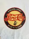 Antique Style Metal Round Pepsi Cola Tin Sign. 20cm