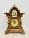 Antique Rare Handmade Mechanical Wooden Clock. Working. 34x23x13cm