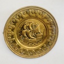 Antique detailed handmade brass ship plate. 30cm.