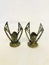Pair of Antiques Small Silver Plated Candle Holders. 8x5cm