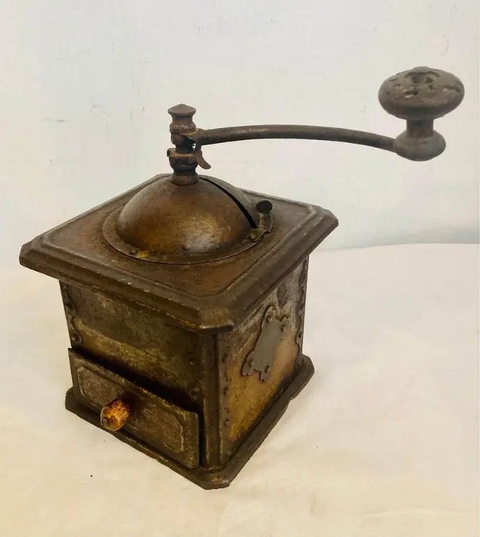 Antique rare 1800’s handmade metal coffee grinder !