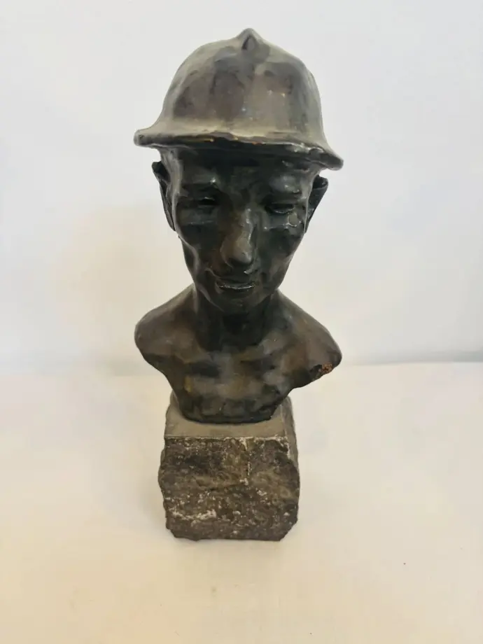 Antique Handmade Clay/Pottery Figure signed. 25x12cm.