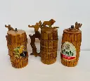 Collection of 3 vintage 1950’s German wooden & glass beer steins. 21x15x8cm.
