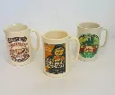 3 vintage collectibles bar advertising jugs. (England)