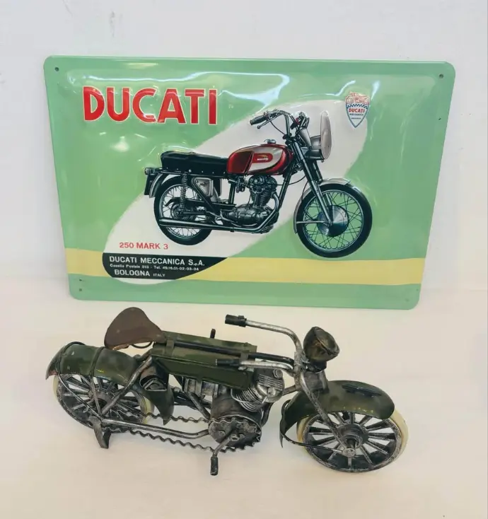 Collectible original official licensed Ducati metal sign with metal handmade motorcycle